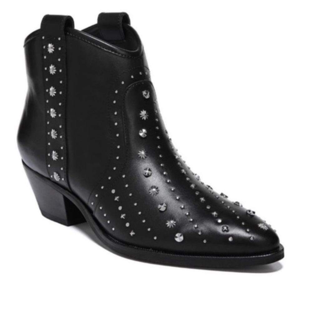 NWOT Sam Edelman Brian Pointed-Toe Studded Leather Mid-Heel Booties